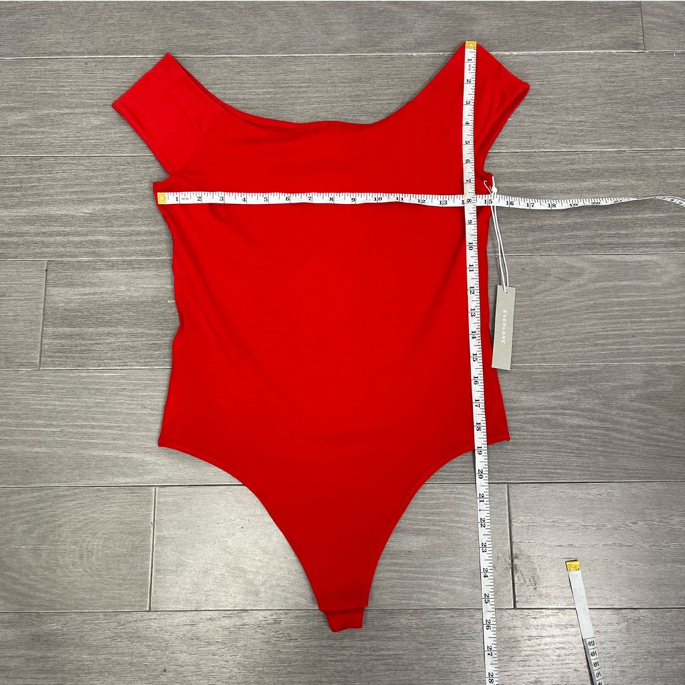 EVERLANE The Off the Shoulder Bodysuit In Scarlet Red NWT Thong  M - Picture 10 of 10
